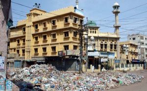 KARACHI, PAKISTAN, JUN 10: View of huge heap of garbage which is creating  environmental pollution and diseases showing negligence of concerned authorities in Phool Patti  Lane of Liyai area in Karachi on Monday, June 10, 2013. (S.Imran Ali/PPI Images).